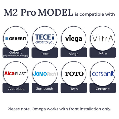 Hidden flush button M2 PRO - Сompatible with Geberit, AlcaPlast, TECE, Viega, VitrA, JomoTech, Cersanit, TOTO