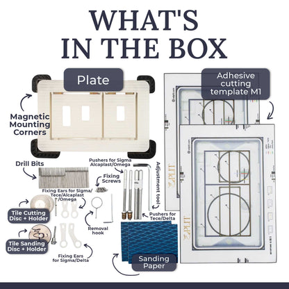 DIY template for installing invisible toilet flush button, step-by-step mounting guide.