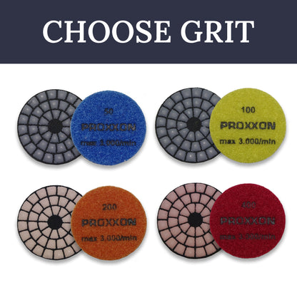 Diamond sanding/polishing pads ∅ 50 mm, grit 50/100/200/400 - 3 pcs