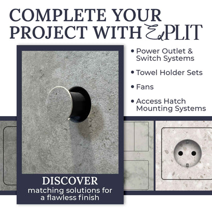 Wall-mounted hidden toilet flush button close-up, clean minimalist bathroom design.