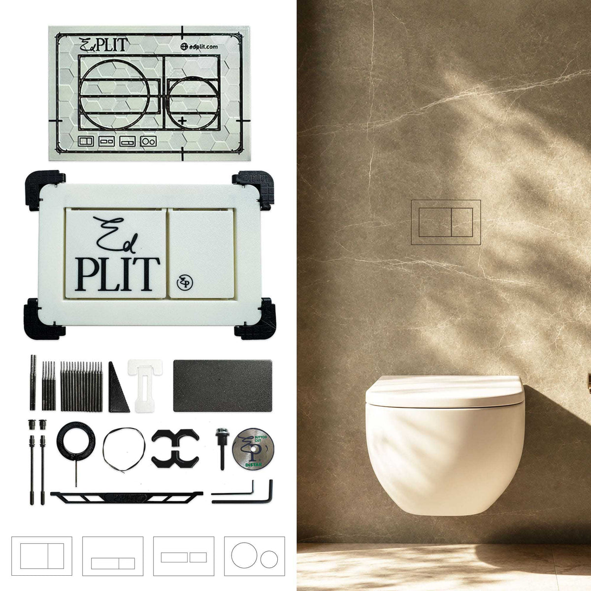 Hidden Toilet Flush Button M1 Edplit  - Compatible with Geberit, AlcaPlast, TECE, JomoTech, OLI, Viega, TOTO