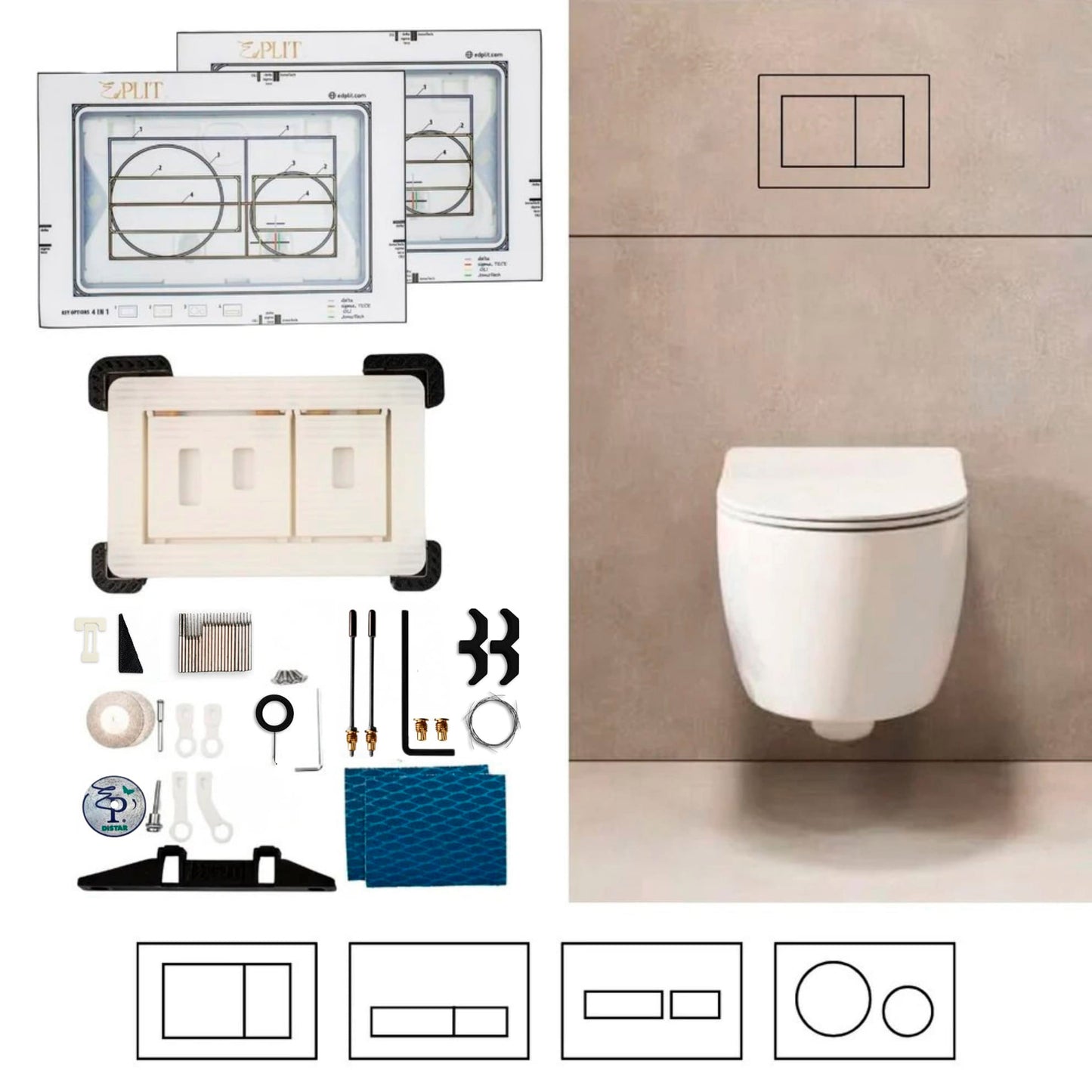 Hidden Toilet Flush Button M1 Edplit  - Compatible with Geberit, AlcaPlast, TECE, JomoTech, OLI, Viega, TOTO